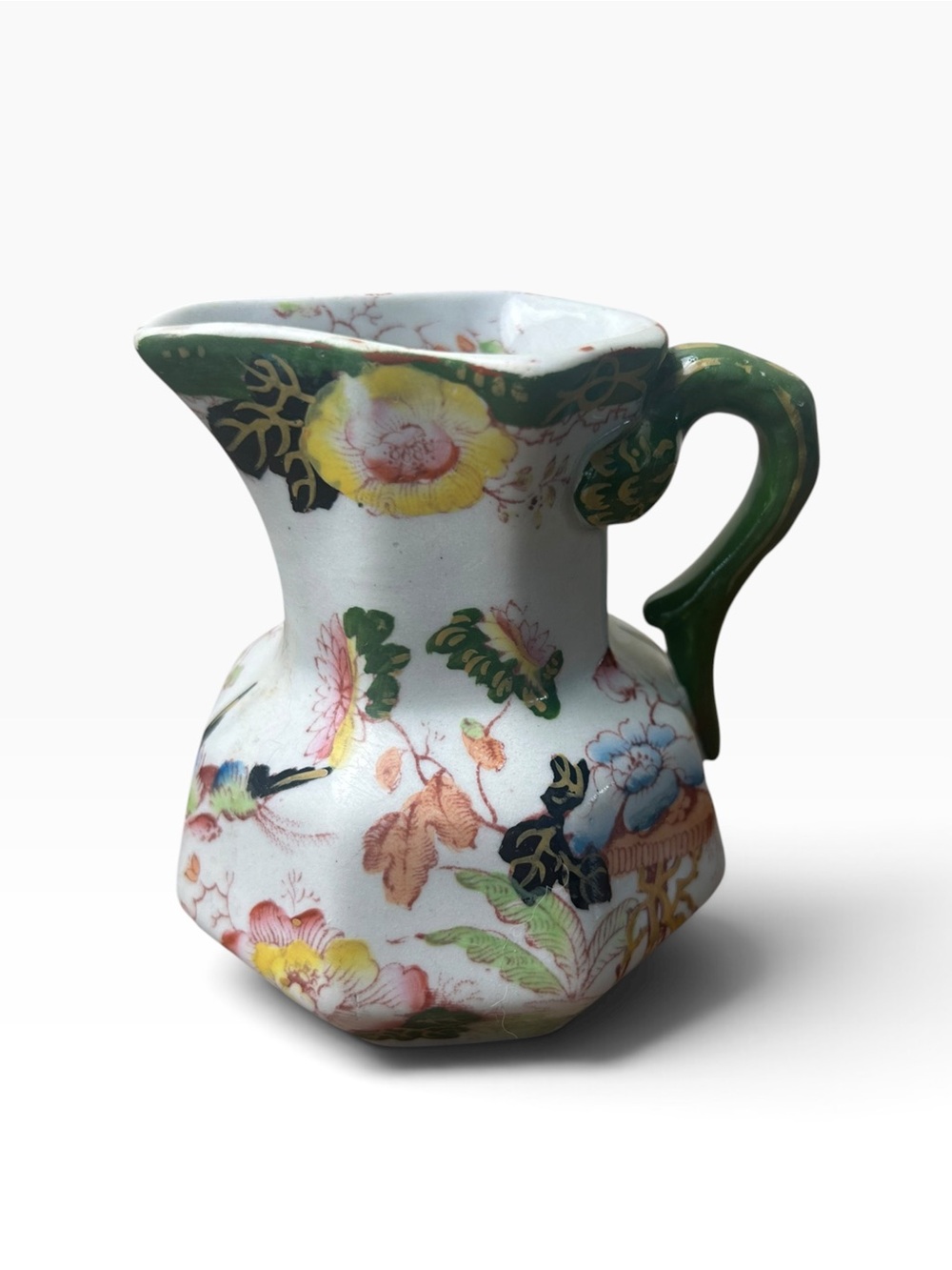 Mason’s Patent Ironstone China Floral Octagonal Creamer Jug Made in England